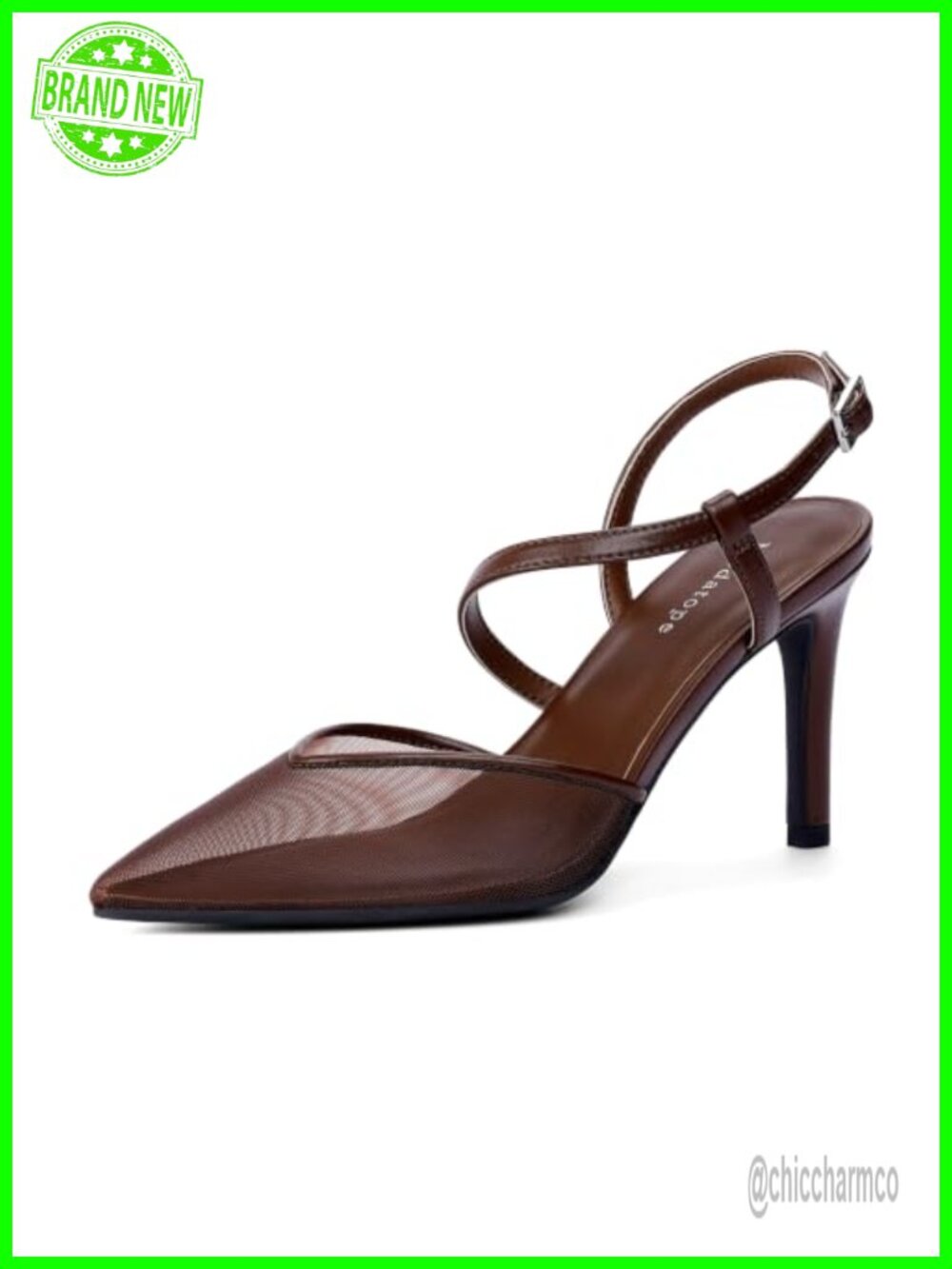 Closed Toe Heels Ankle Strap Slingback Pumps Faux Leather Stiletto